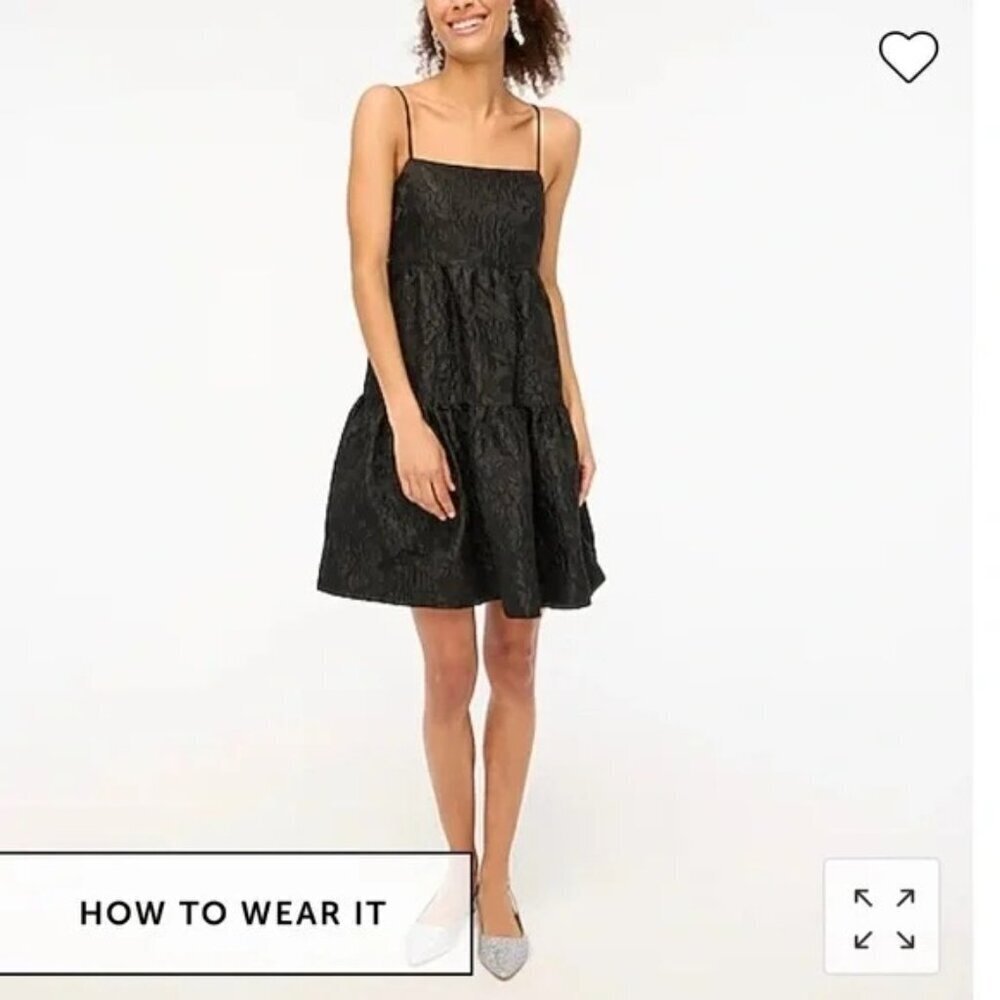 J. Crew Women's Black Jaquard Mini Dress size 2 NWT $128
